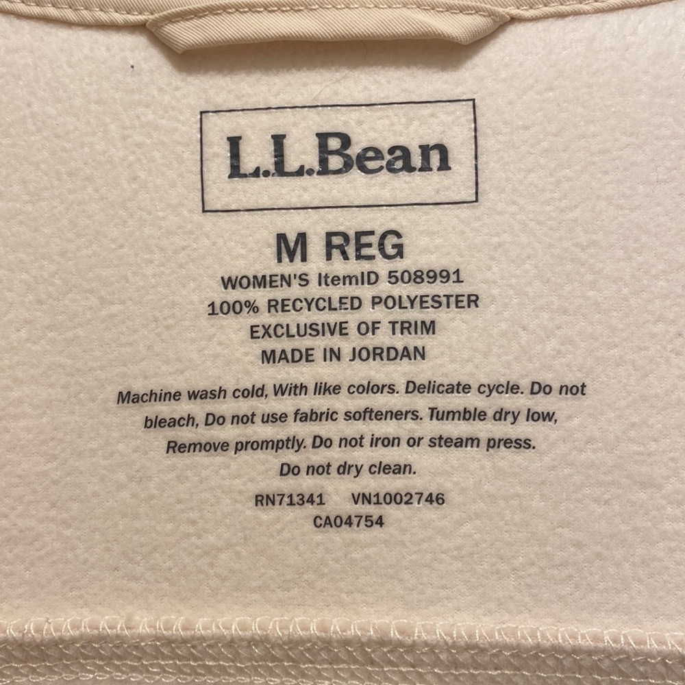 5/$25 LL Bean Cream Fleece Zip Up Jacket - Picture 5 of 5